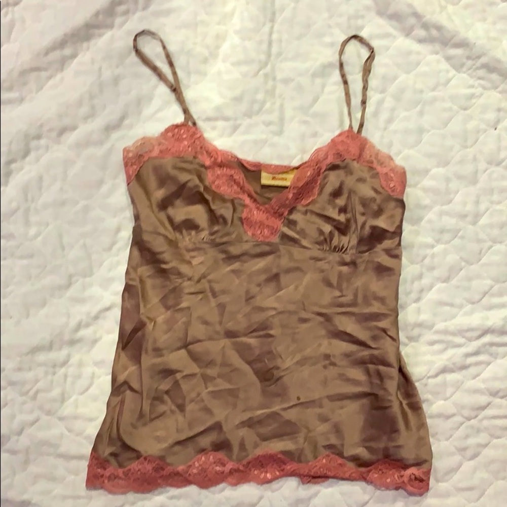 pretty brown and pink silk cami